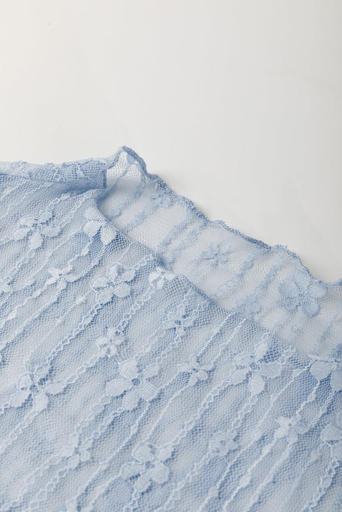 Sheer Floral Lace Long Sleeve Slim Fit Top